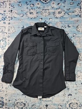 Flying Cross Dark Charcoal Work Shirt with Embroidered Label Uniform